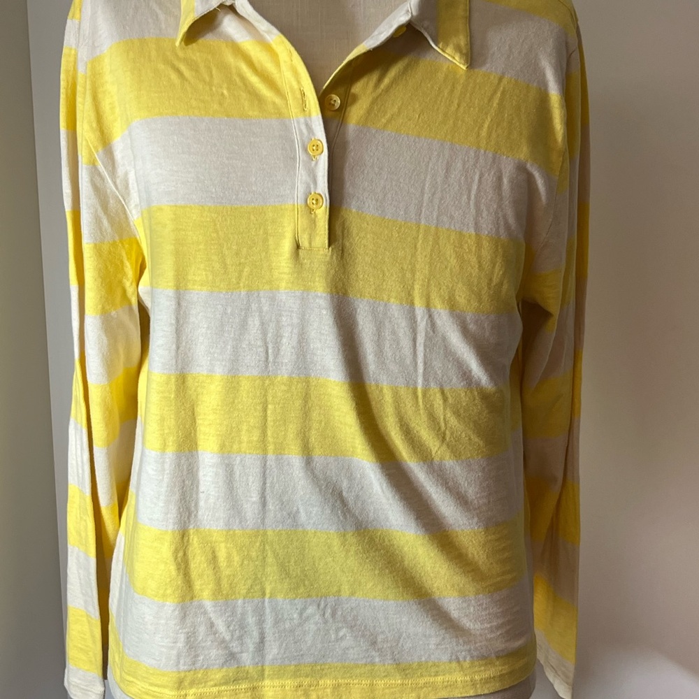 J. Crew Yellow and White Striped Top
